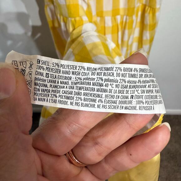 English Factory Yellow Textured Gingham Tiered Baby Doll Maxi Dress Sz M - Picture 7 of 12